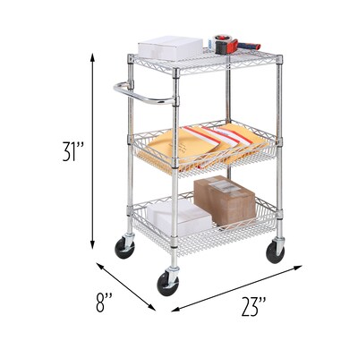 Honey-Can-Do 3 Shelf Storage Cart, 18"W, Chrome (CRT-01451)