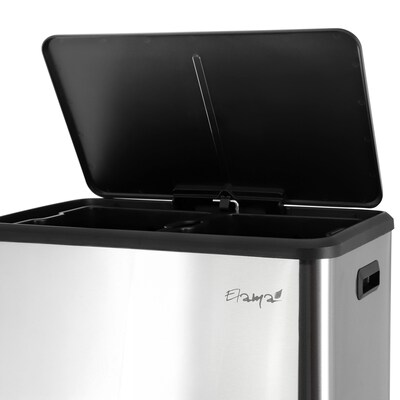 Elama Stainless Steel Indoor Trash Can with Slow Close Lid, 16 Gallon, Silver (938122112M)