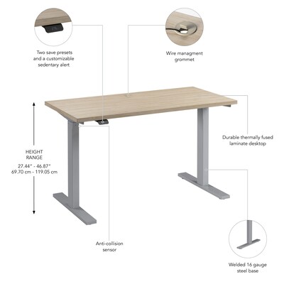 Bush Business Furniture Move 60 Series 48"W Electric Adjustable Standing Desk, Natural Elm/Cool Gray Metallic (M6S4824NESK)