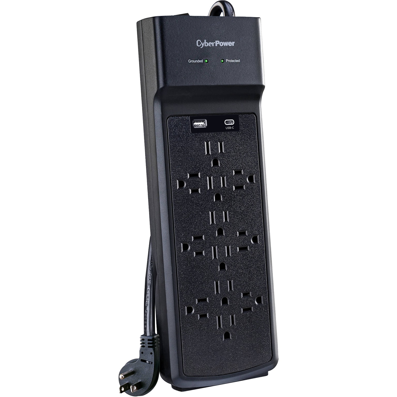 CyberPower 12-Outlet 2-USB Port Surge Protector, 6’, 3000 Joules, Black (CSP1206UC)