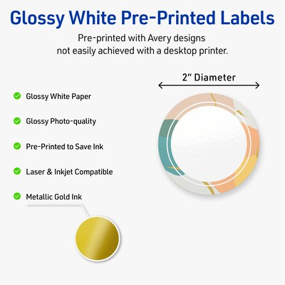 Avery Round Laser/Inkjet Multipurpose Labels, 2, White, 120/Pack (19479371106)