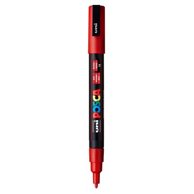 POSCA PC-3M Water Based Paint Marker, Fine Bullet Tip, Red, 3/Pack (UBCPC3MRED-3)