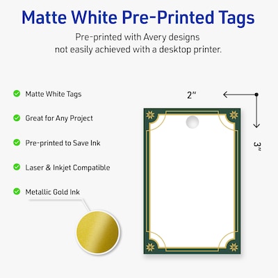Avery 3 Blank Price & Merchandise Tags, White, 80/Carton (S00-FDP-PRMWT10)