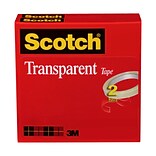Scotch® Transparent Tape Refill, 1/2 x 72 yds., 2 Rolls (600-2P12-72)
