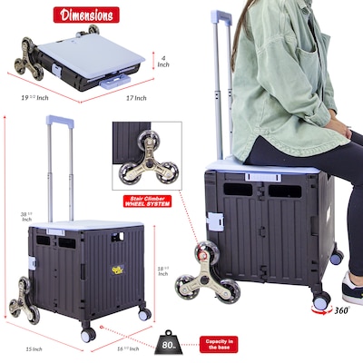 Dbest Stair Climber Quik Cart Swing Lid Four Swivel Wheeled Rolling Crate Teacher Utility, Sky Blue (01-954)