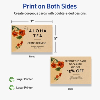 Avery Matte General Use Blank Cards, Kraft Brown, 100/Box (95348)