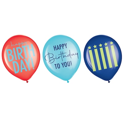Party City 12 Modern Birthday Latex Balloons, 15/Pack (AM111402-PC)