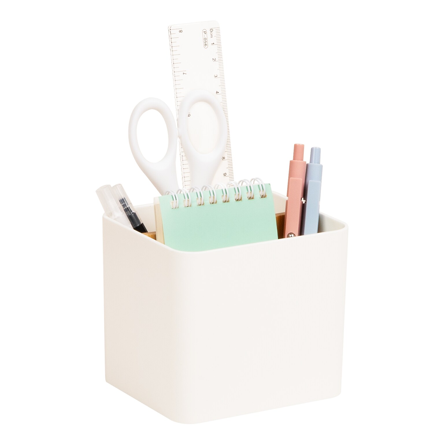 Mind Reader 2-Compartment Plastic Desk Organizer, White (SIMPORG-WHT)