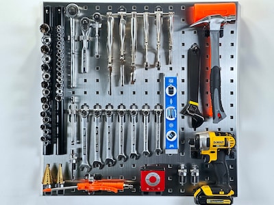 Triton Products LocBoard 24" x 24" x 9/16" Stainless Steel Square Hole Pegboards, 2/Set (LB1-S)