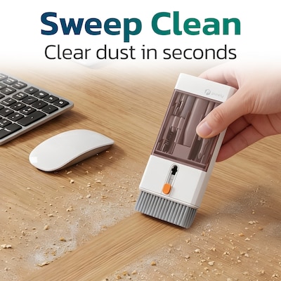 Purely D58 22-in-1 Computer and Keyboard Cleaning Brush Kit with Storage Tray, White (PCKOD58)