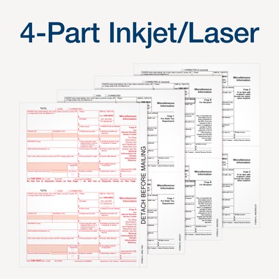 Adams 2025 1099-MISC Tax Forms Kit, 50/Pack, 4-Part, 2-Up, A, 1, B & 2, 50/Pack (STAX550MISC-25)