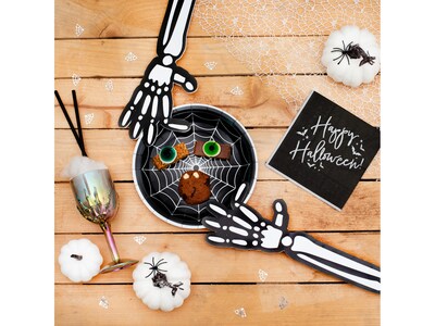 Pukka Party Spider Halloween Paper Plates, Black, 8/Pack (PTY558)