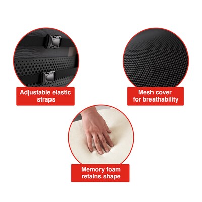 Staples Ergonomic Memory Foam Back Cushion, Black (ST63335)