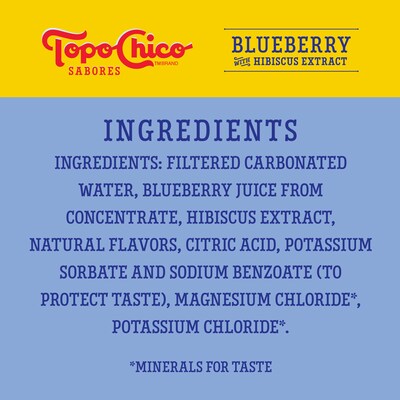 Topo Chico Sabores Blueberry Hibiscus Sparkling Water, 12 oz., 8 Cans/Pack (412570)