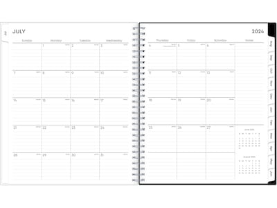 2024-2025 Blue Sky Analeis 8" x 10" Academic Monthly Planner, Plastic Cover, White/Black (130613-A25)