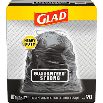 Glad 30 Gallon Large Drawstring Trash Bags, 90/Box (78952)