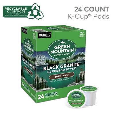 Green Mountain Black Granite Espresso Style Coffee, Dark Roast, Keurig® K-Cup® Pods, 24/Box (5000366