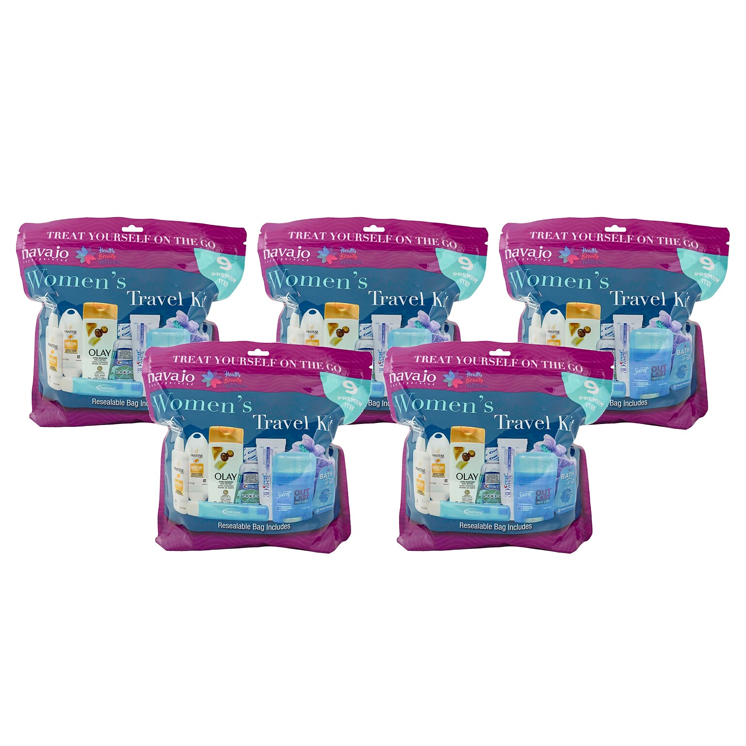 Handy Solutions Womens Zippable Travel Kit, 5 Kits/Traypack, 2 Traypacks/Carton