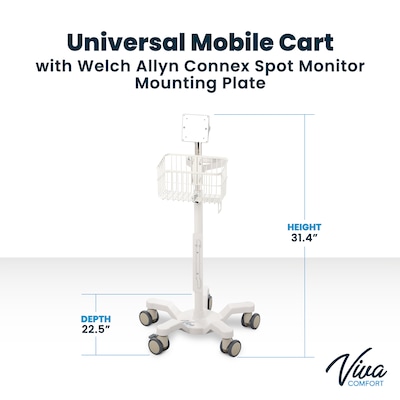 Viva Comfort Mobile Stand for Welch Allyn 4400 & Connex Spot Monitor, Adjustable, White (ADI912-C-MP-01-MK)