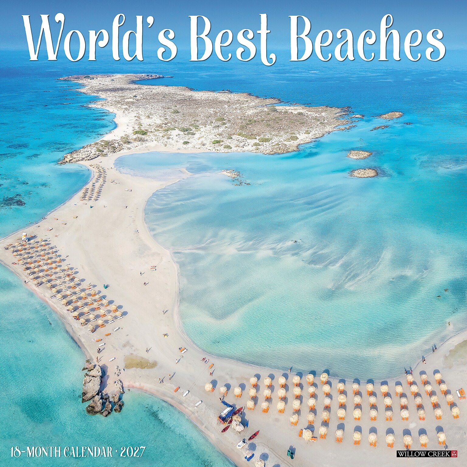 2027 Willow Creek Worlds Best Beaches 12 x 12 Monthly Wall Calendar, Assorted Colors (63071)