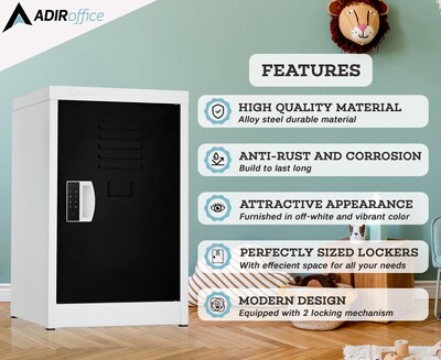 AdirOffice 24"H Single Tier Black Storage Locker (ADI629-02-BLK-DL)