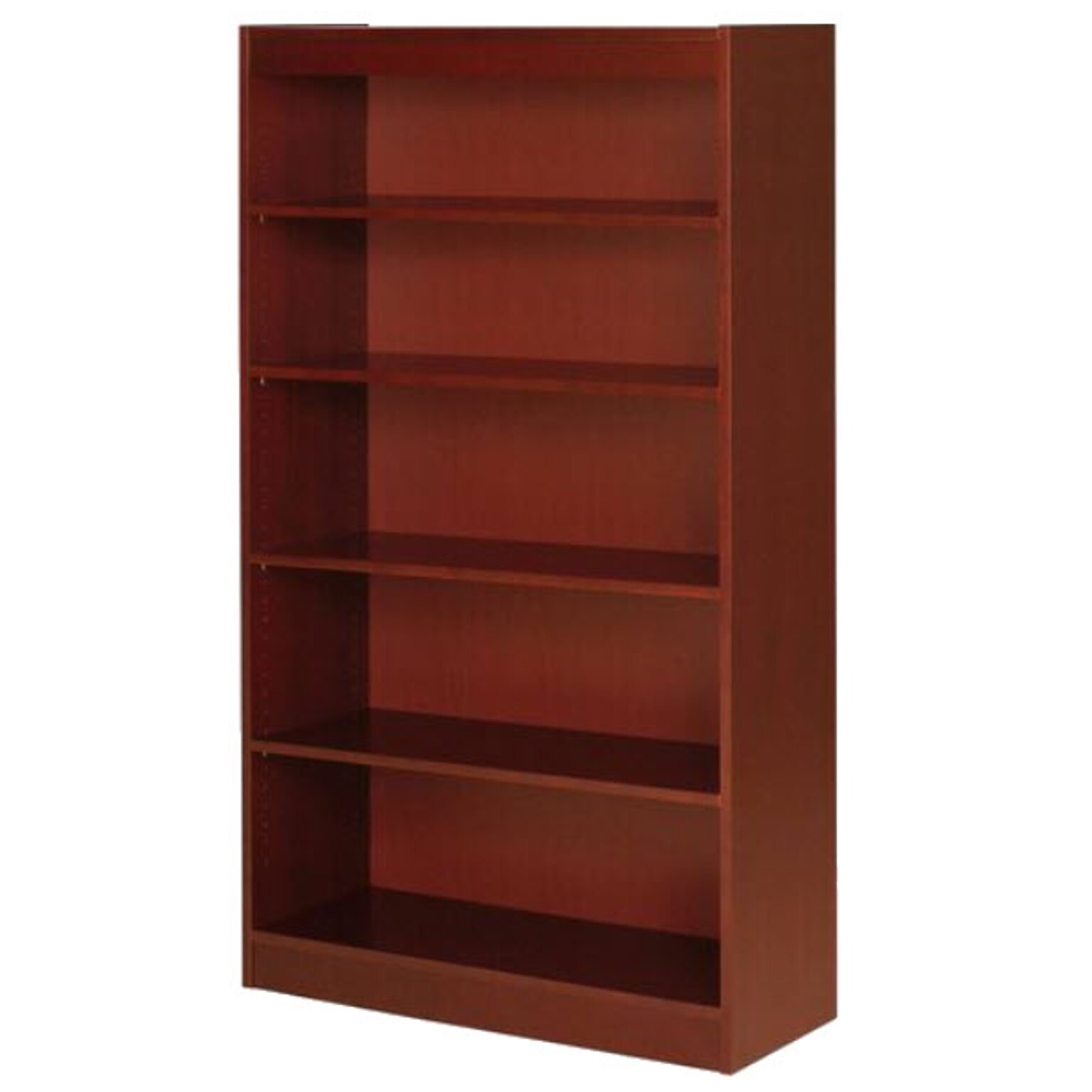 Lorell Veneer Panel Bookcase, Cherry, 5-Shelf, 60H x 36W x 12D