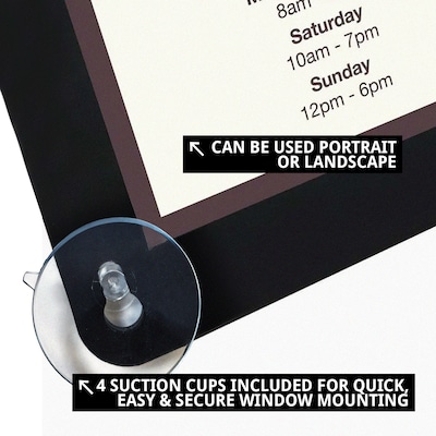 Azar Poster Holder, Window-Hanging, Vertical/Horizontal, Side Loading Plastic (106699-BLK)