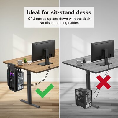 Mount-It! Heavy-Duty Clamp-On CPU Mount for Mid & Full Tower PCs, Holds up to 66 lbs., Matte Black (MI-7159)