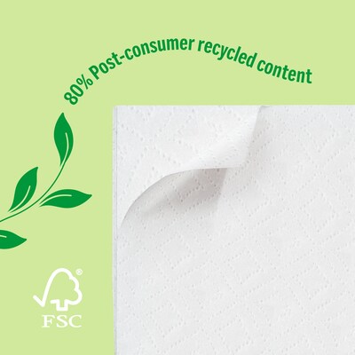 Perk™ Eco Recycled Lunch Napkin, 1-ply, White, 400 Napkins/Pack, 12 Packs/Carton (CW20179-CT)