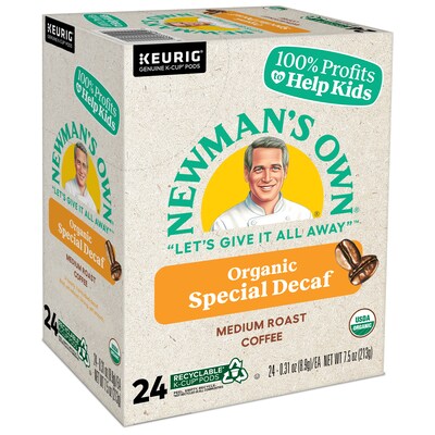 Newman's Own Organics Special Decaf Coffee, Medium Roast, 0.31 oz. Keurig® K-Cup® Pods, 24/Box (4051)