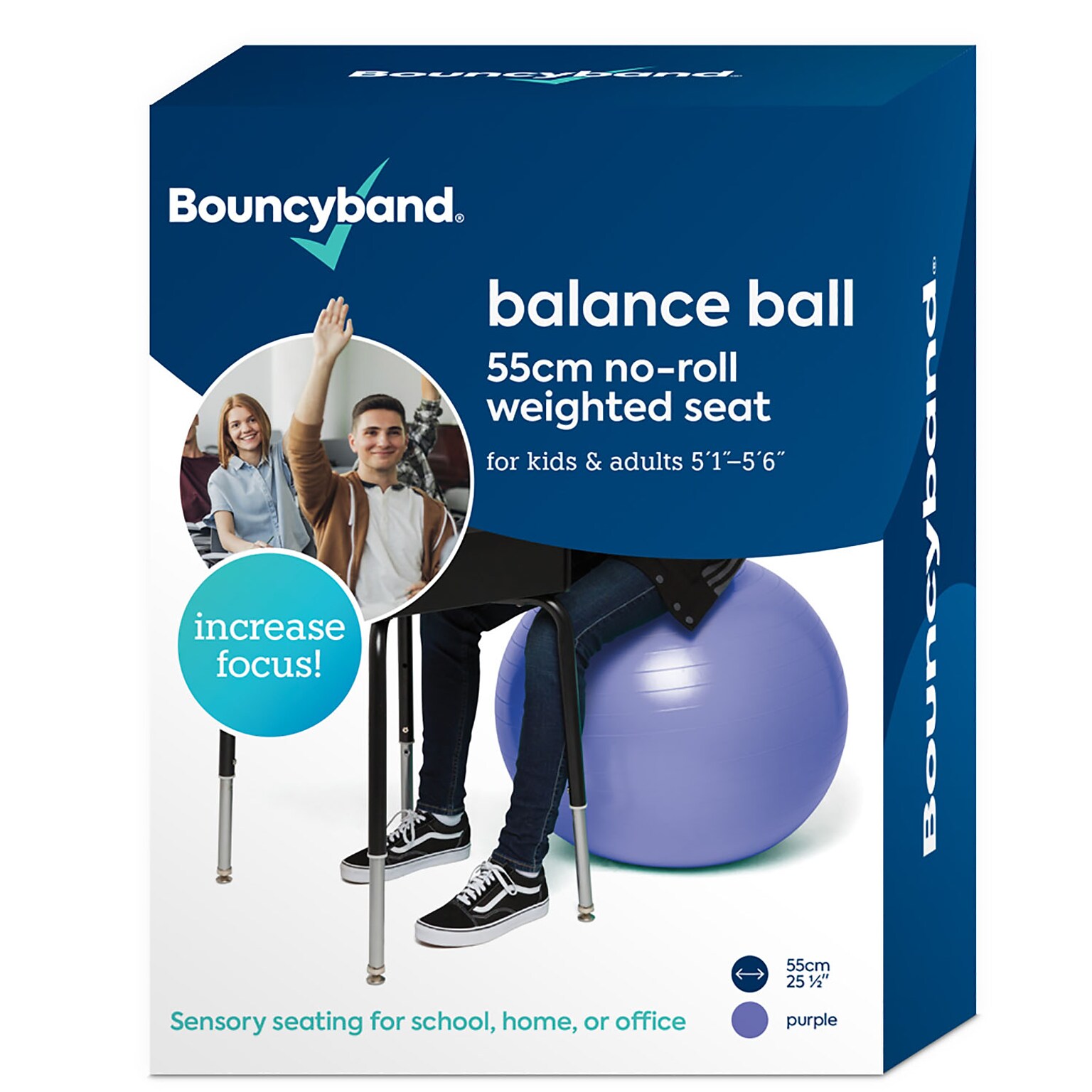Bouncy Bands Balance Ball, 55cm, Purple (BBAWBS55PU)