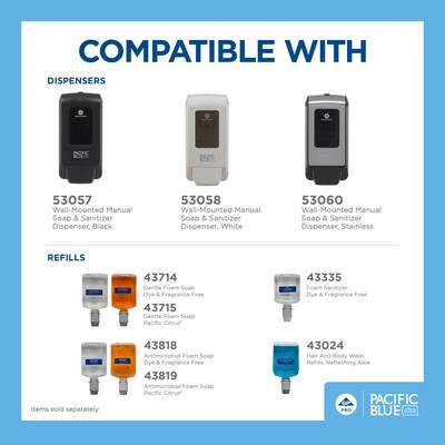 Pacific Blue Ultra Wall Mounted Hand Soap/Hand Sanitizer Dispenser, White (53058)