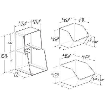 Azar Clear Organizer Two-Tier Extra Small Plastic Storage Bin, 10.25 x 5.25x 5.12, Clear, 2/Pack (556760-2PK)