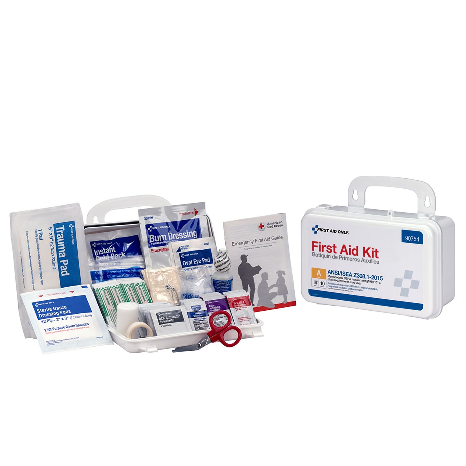First Aid Only Plastic Weatherproof First Aid Kit, ANSI 2015 Class A, 10 People, 71 Pieces (90754)