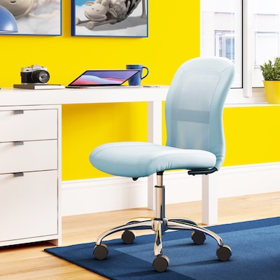 Serta Essentials Armless Ergonomic Bonded Leather/Mesh Swivel Task Chair, Blue (48740D)