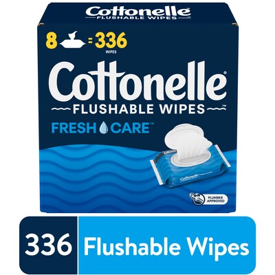 Cottonelle FreshCare Flushable Wipes, White, 42 Sheets/Pack, 8 Packs/Carton (51826)