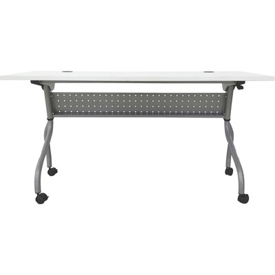 Lorell 60"W x 23.6"D Foldable Flip Top Training Table, Melamine, With Wheels, White (LLR60744)