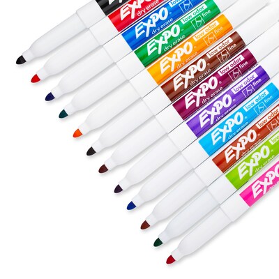 Expo Dry Erase Markers, Fine Tip, Assorted, 12/Pack (86603)