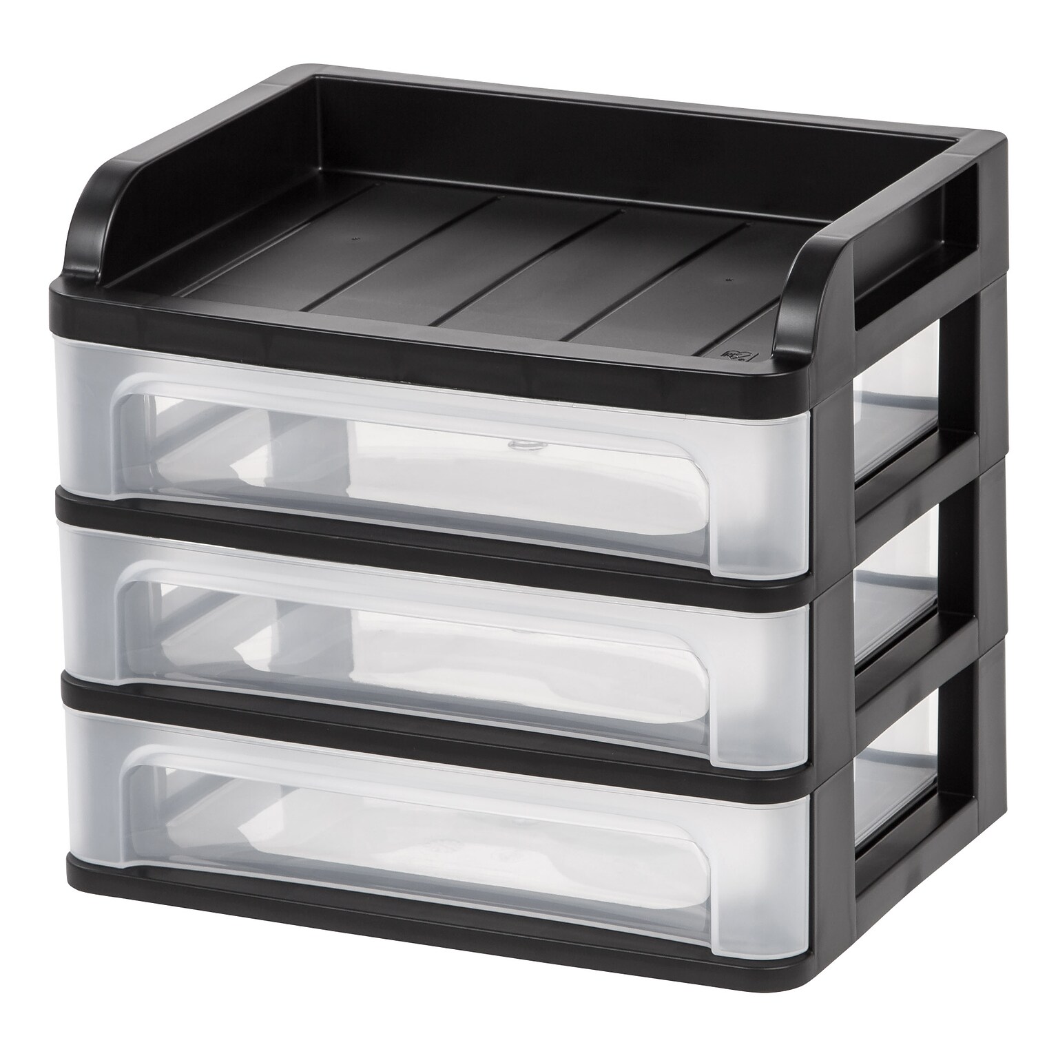 Iris Small 3-Drawer Desktop Storage, Plastic, Black (150163)