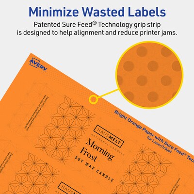 Avery Laser/Inkjet Multipurpose Rectangle Labels, 2" x 7", Bright Orange, 320/Box (94243)