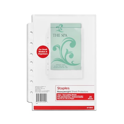 Staples Heavyweight Sheet Protector, 5.5 x 8.5, Clear, 25/Pack (15942)