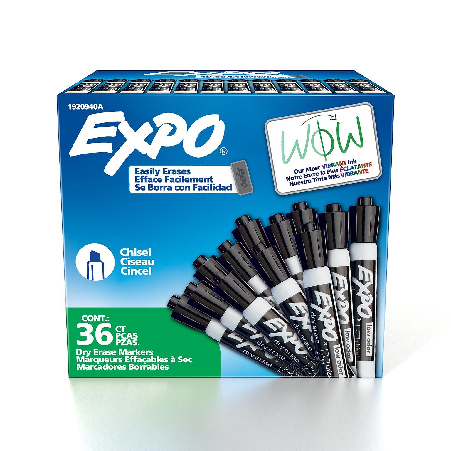Expo Dry Erase Markers, Chisel Tip, Black, 36/Pack (1920940)