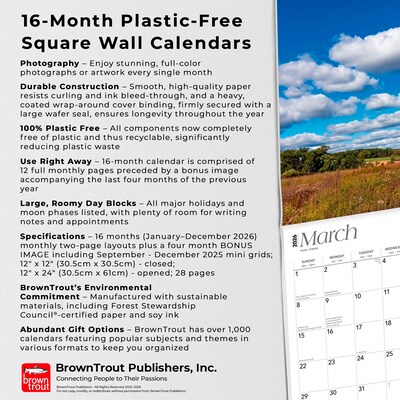 2026 BrownTrout Wisconsin Wild & Scenic 12" x 12" Monthly Wall Calendar (9798330706389)