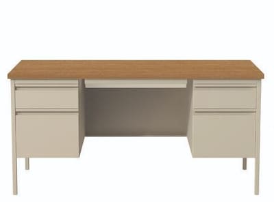 Alera 60W Double Pedestal Desk, Cherry/Putty (ALEHSD6030PC)