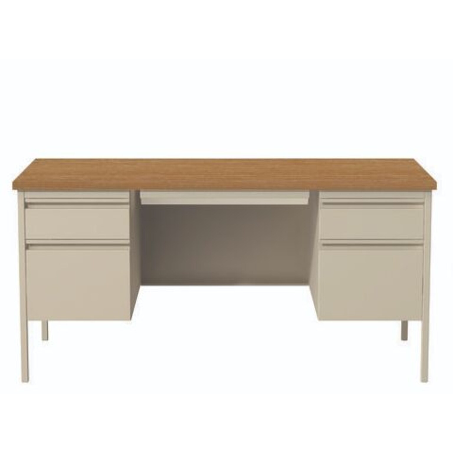 Alera 60W Double Pedestal Desk, Cherry/Putty (ALEHSD6030PC)