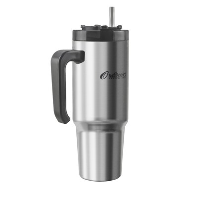 Outdoors Professional Stainless Steel Double-Walled Vacuum Insulated Tumbler with Straw, 30 oz., Sil