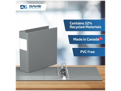 Davis Group Premium Economy 3" 3-Ring Non-View Binders, D-Ring, Gray, 6/Pack (2305-07-06)