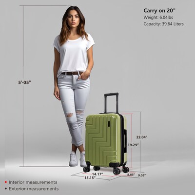 DUKAP Zahav 21.04" Hardside Carry-On Suitcase, 4-Wheeled Spinner, TSA Checkpoint Friendly, Green (DKZAH00S-GRN)