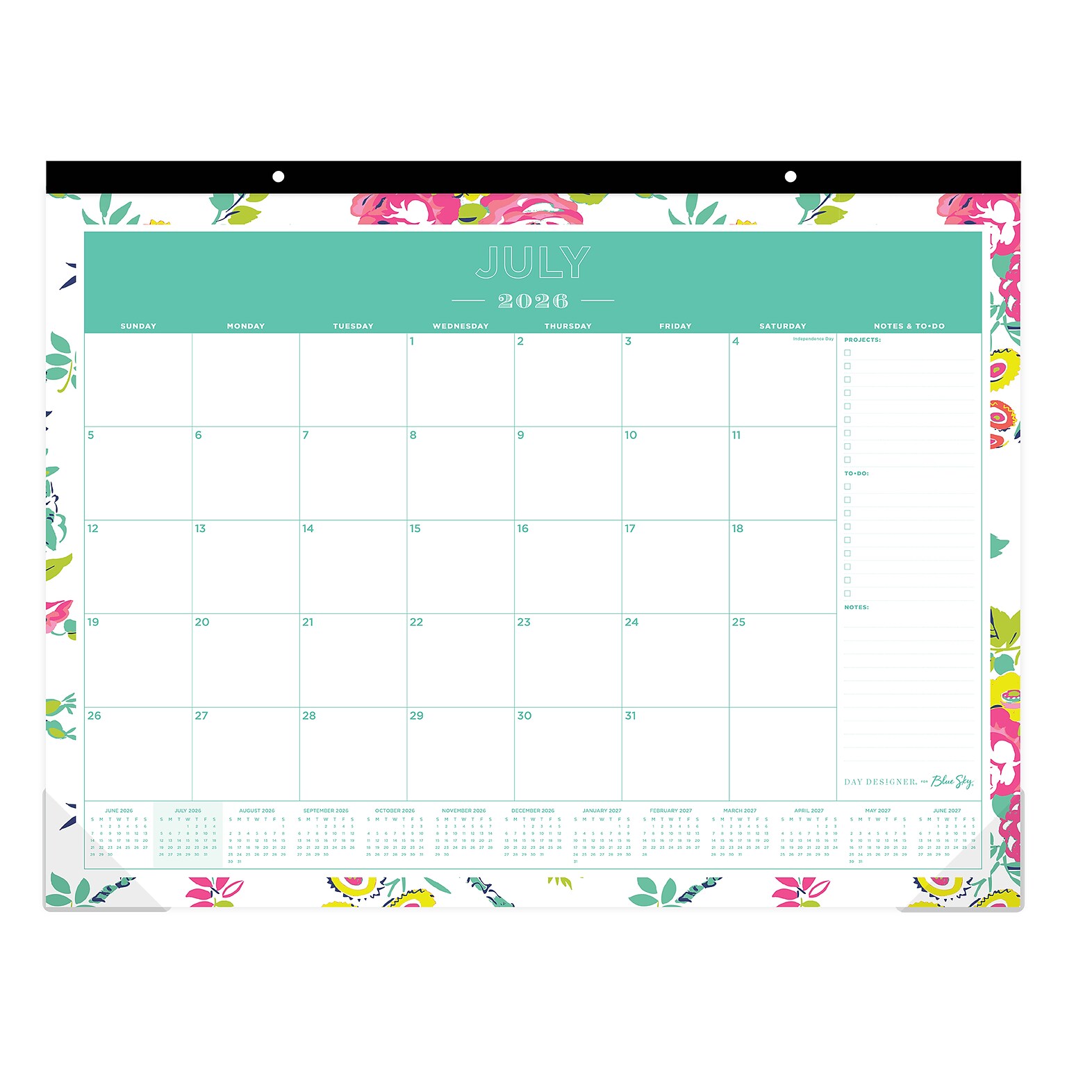 2026-2027 Blue Sky Floral 17 x 22 Academic Monthly Wall Calendar, Peyton White (107938-A27)