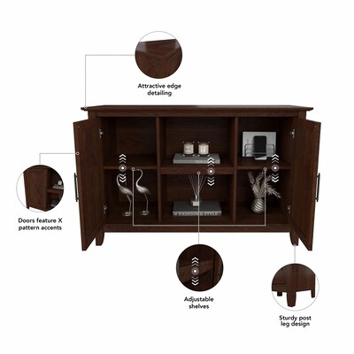 Bush Furniture Key West 30" Accent Cabinet with Doors and 4 Shelves, Bing Cherry (KWS146BC-03)